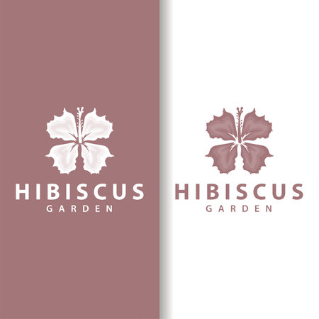 Hibiscus logo simple fresh natural flower design garden plant illustrationのイラスト素材