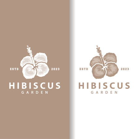 Hibiscus logo simple fresh natural flower design garden plant illustrationのイラスト素材