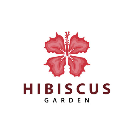 Hibiscus logo simple fresh natural flower design garden plant illustrationのイラスト素材