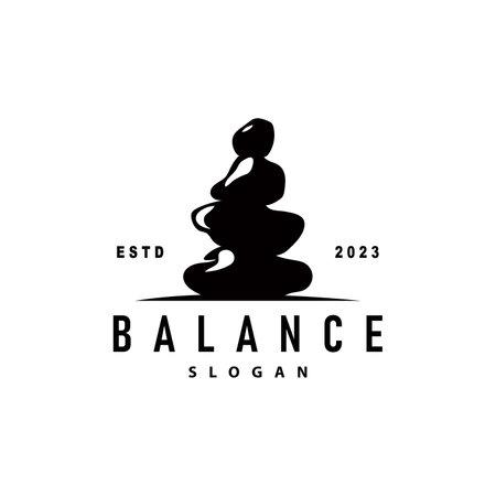 Stone Logo, Premium Elegant Design, Stone Balance Vector, Stepping Rock Walking Icon Illustration Designのイラスト素材