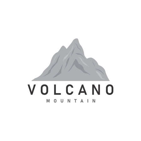 Volcano logo illustration silhouette design volcano mountain erupting with simple rocks and lavaのイラスト素材