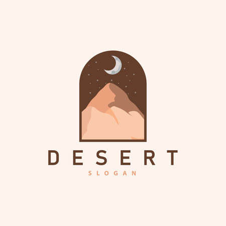 Vector illustration landscape desert logo design with desert hills sand simpleのイラスト素材