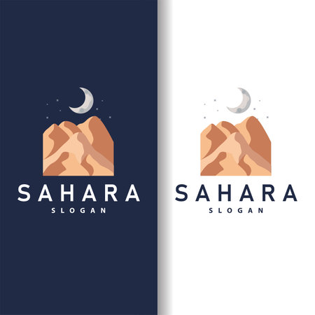 Vector illustration landscape desert logo design with desert hills sand simpleのイラスト素材