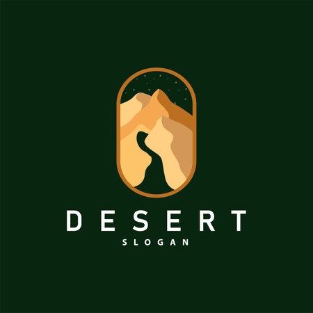 Vector illustration landscape desert logo design with desert hills sand simpleのイラスト素材