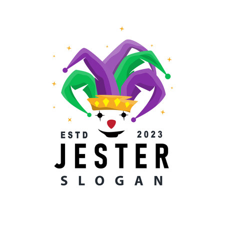 Simple illustration template jester hat logo minimalist joker clown designのイラスト素材