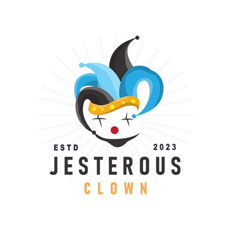 Simple illustration template jester hat logo minimalist joker clown designのイラスト素材