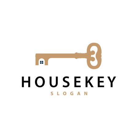 Home security design simple key logo old vintage minimalist template illustrationのイラスト素材