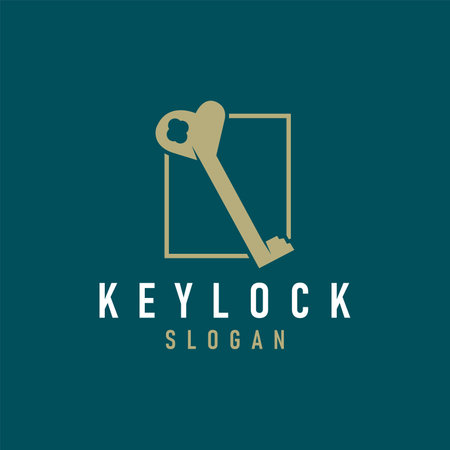 Home security design simple key logo old vintage minimalist template illustrationのイラスト素材