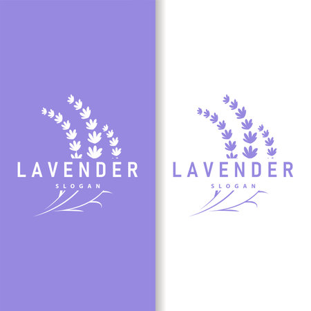 Lavender Logo Elegant Purple Flower Plant Illustration Floral Ornament Designのイラスト素材