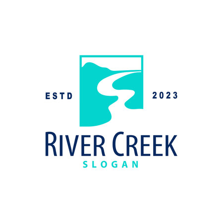 River logo, creeks, simple silhouette inspiration design river flow illustration templateのイラスト素材