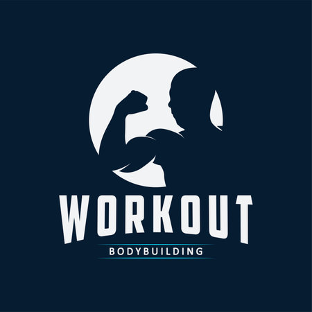 Gym logo design vintage retro human silhouette sport fitness bodybuilder simple elegantのイラスト素材