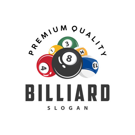 Billiard Logo Minimalist Design Ball and Stick Symbol Illustration Template