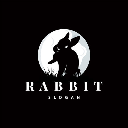 Rabbit logo design cute bunny simple animal silhouette illustration templateのイラスト素材