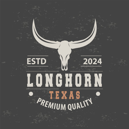 LongHorn Animal Logo Design, Farm Retro Vintage Horn Minimalist Simple Template Illustrationのイラスト素材