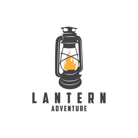 Lantern Logo Design Street Lamp Old Classic Vintage Minimalist Illustration Templateのイラスト素材