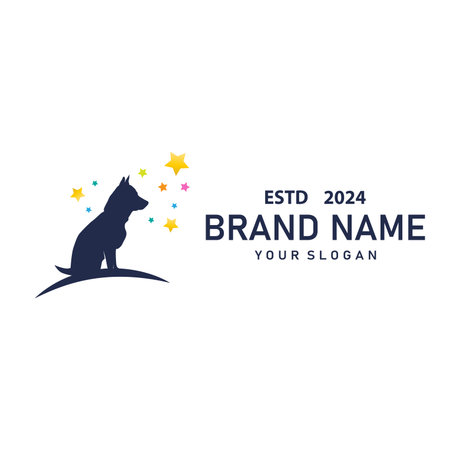 domestic dog logo animal care silhouette design simple modern templateのイラスト素材