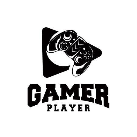 Game Console Logo, Gamer Design Gamepad Illustration Symbol Templateのイラスト素材