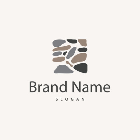 Brick Stone Logo, Premium Elegant Design, Vector Wallpaper Stone House, Icon Illustration Designのイラスト素材