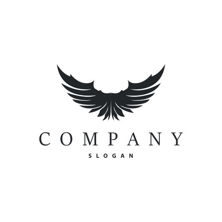 Black silhouette animal wings with simple and minimalist wing logo design concept