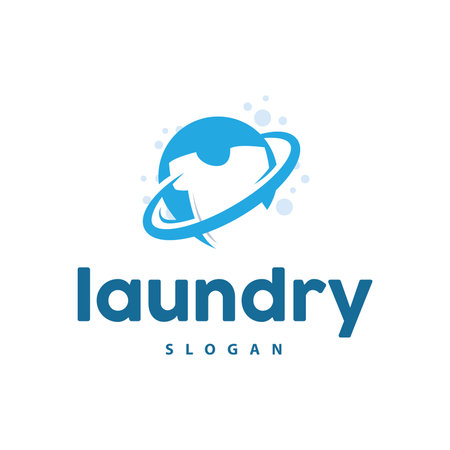 laundry logo design modern concept of clothes cleanliness laundry service with simple silhouette as brand symbol and product illustration template or posterのイラスト素材