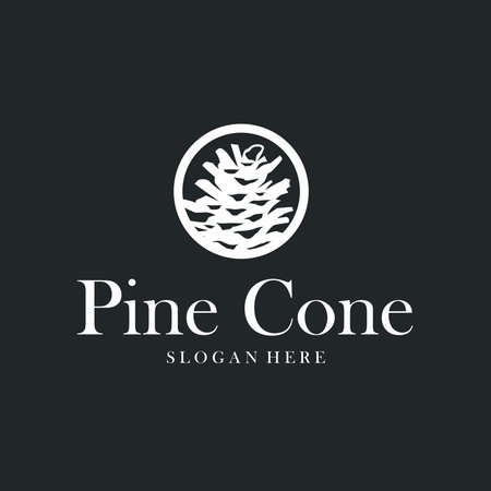 Pinecone design, modern minimalist plant concept and also vintage retro, design for brand symbol, poster, template, and businessのイラスト素材