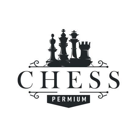chess logo concept vintage retro game design miniature chess pawn design, silhouette concept symbol icon illustration vector and iconのイラスト素材