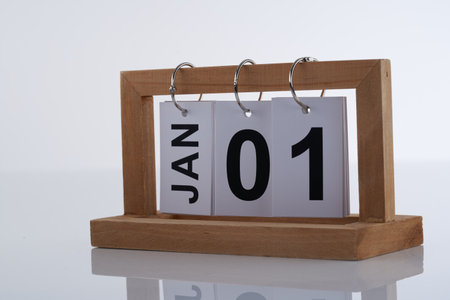 calendar january first against white backgroundの写真素材