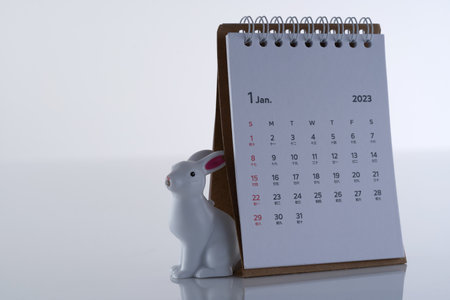 2023 year of rabbit lunar calendarの写真素材