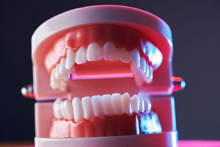 close up  plastic model tooth open