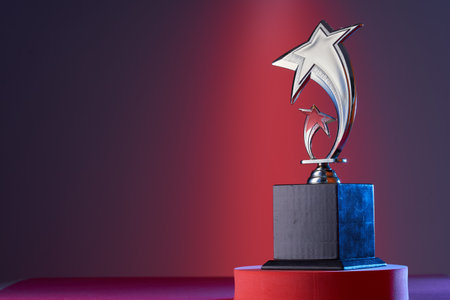 star shape trophy on colored backgroundの写真素材