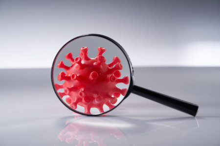 lose up coronavirus and magnifying glassの写真素材