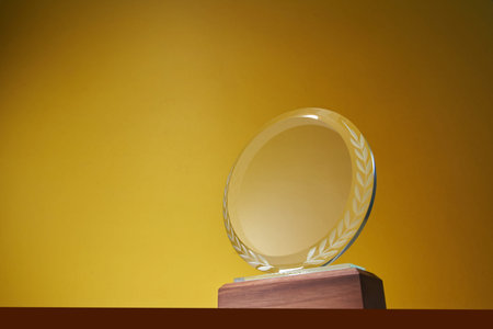close up low angle view group of crystal  trophyの写真素材