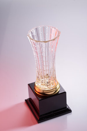 close up high angle view crystal trophyの写真素材