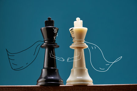 opposition of King chess piece  collaborationの写真素材