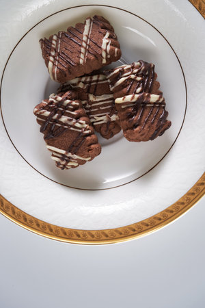 ramadan  chocolate cookie against white  backgroundの写真素材