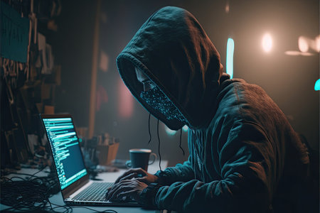 ai generated image computer hacker at work in front  computerの素材