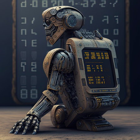 ai generated image of  robot with digital dispaly to communicateの素材