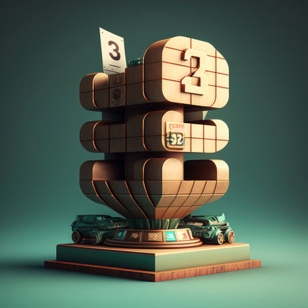 ai generated close up of special shape with number 3 trophy against dark backgroundの素材