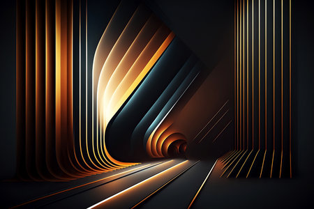 ai generated illustration abstract neon lights background with laser rays, and glowing linesの素材