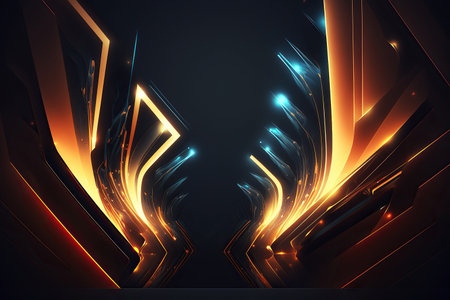 ai generated illustration abstract neon lights background with laser rays, and glowing linesの素材