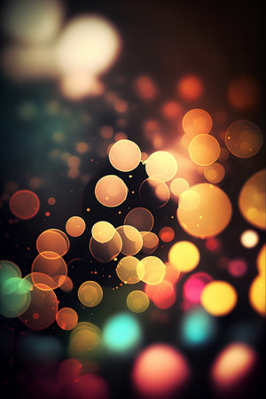 ai generated illustration abstract golden sparkling illunimated bubblesの素材