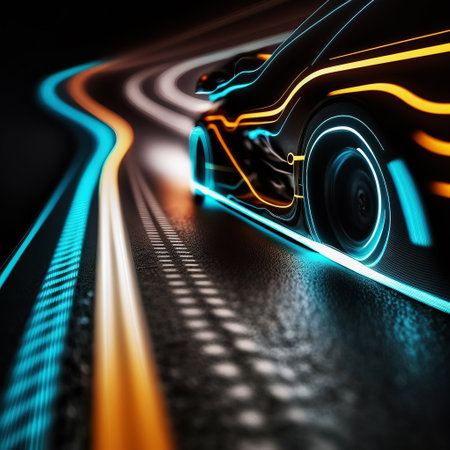 ai generated illustration abstract sport car and lights trail.の素材