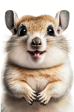 AI generated  illustration of happy smiling hamster on white backgroundの素材