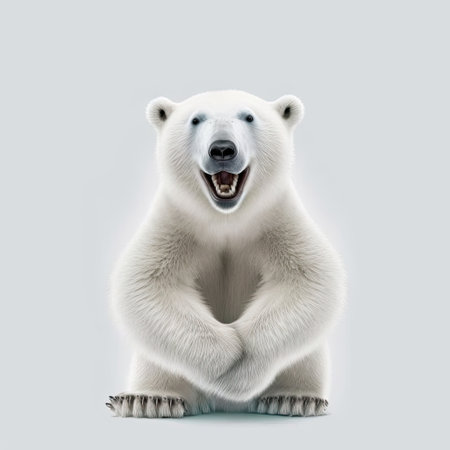 AI generated  illustration of happy smiling polar bear on white backgroundの素材