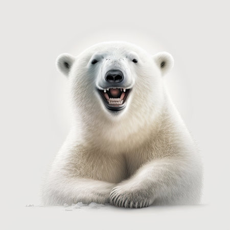 AI generated  illustration of happy smiling polar bear on white backgroundの素材
