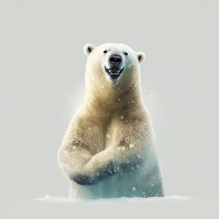 AI generated  illustration of happy smiling polar bear on white backgroundの素材