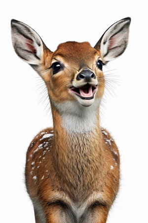 AI generated  illustration of happy smiling deer on white backgroundの素材