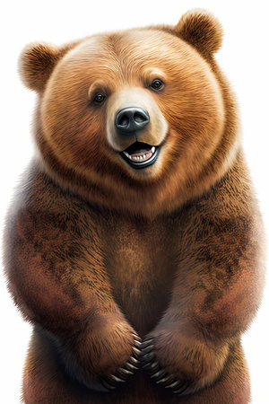 AI generated  illustration of happy smiling bear on white backgroundの素材