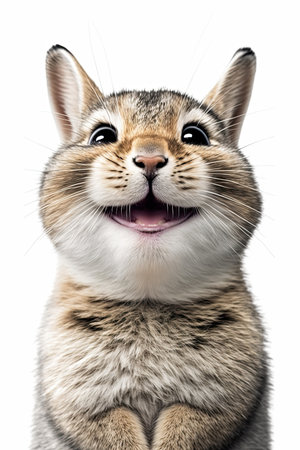 AI generated  illustration of happy smiling cat on white backgroundの素材