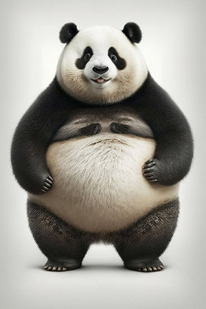 AI generated  illustration of happy smiling panda on white backgroundの素材